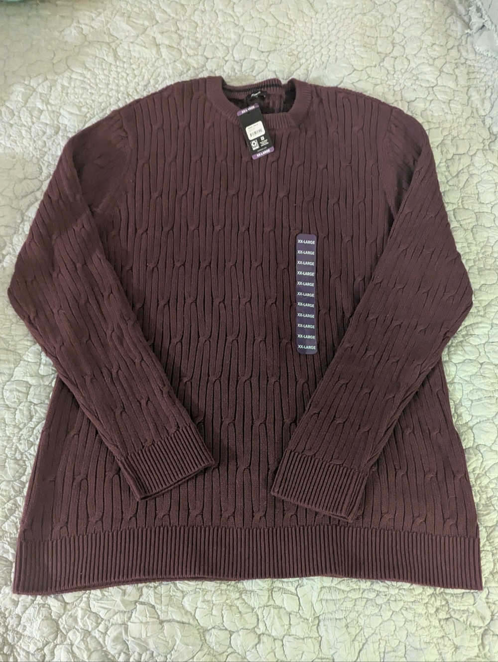 Express Men’s Cable Crewneck Sweater - Burgundy